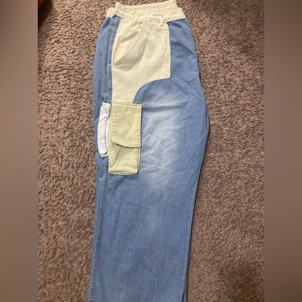 Nwt XPLUS women’s color block, wide leg jeans, three XL - Picture 7 of 16